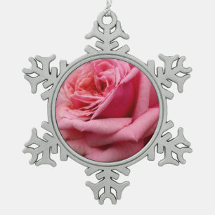 Roze Rose I  Floral fotografie Tin Sneeuwvlok Ornament