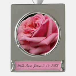 Roze Rose I  Floral fotografie Verzilverd Banner Ornament