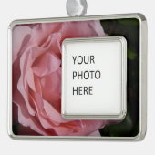 Roze Rose II  Floral Verzilverd Omlijst Ornament (Links)