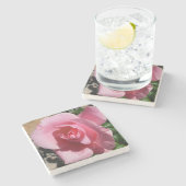 Roze Rose III Tuin Bloemen Stenen Onderzetter (Zijkant)