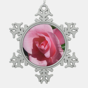 Roze Rose III Tuin Bloemen Tin Sneeuwvlok Ornament
