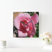 Roze Rose III Tuin Bloemen Vierkante Klok (Huis)