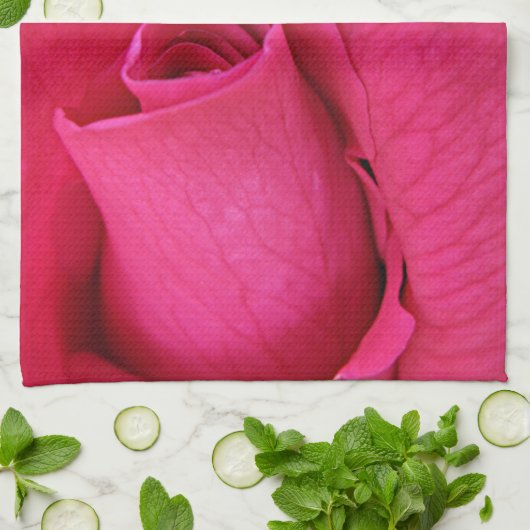 Roze Rose ik hou van je moeder Theedoek (Gevouwen)