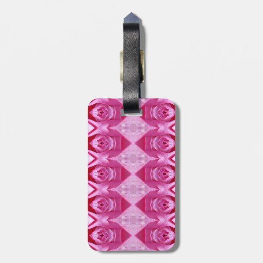 Roze Rose Ikat 5 Bagagelabel (Achterkant verticaal)