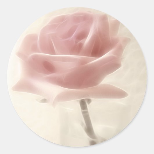 Roze Rose Impressie Ronde Sticker (Voorkant)