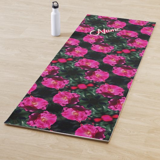 Roze Rose in Bloom Pattern, gepersonaliseerd Yogamat (In situ)