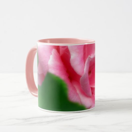 Roze Rose in Full Bloom Beverage Mok (Voorkant links)