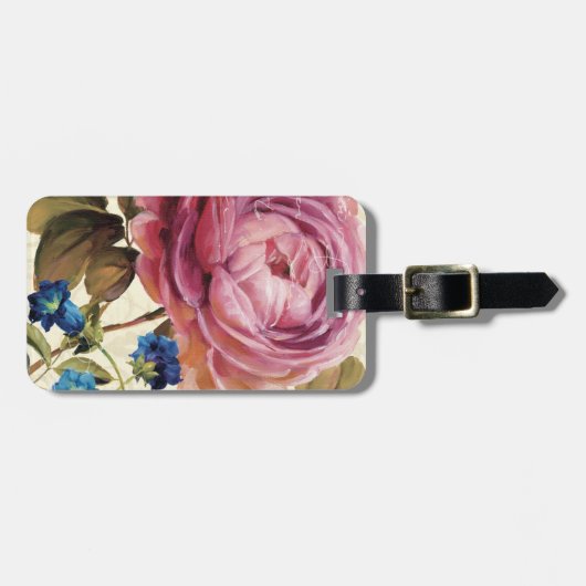 Roze Rose in het volste blok Bagagelabel (Voorkant horizontaal)