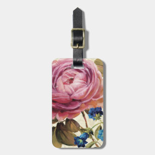 Roze Rose in het volste blok Bagagelabel