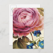 Roze Rose in het volste blok Briefkaart (Voorkant / Achterkant)