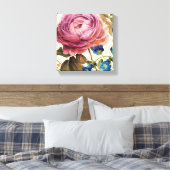 Roze Rose in het volste blok Canvas Afdruk (Insitu (Slaapkamer))