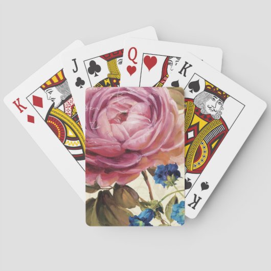 Roze Rose in het volste blok Pokerkaarten (Achterkant)