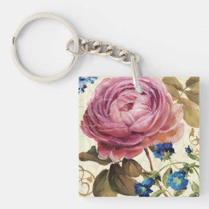 Roze Rose in het volste blok Sleutelhanger