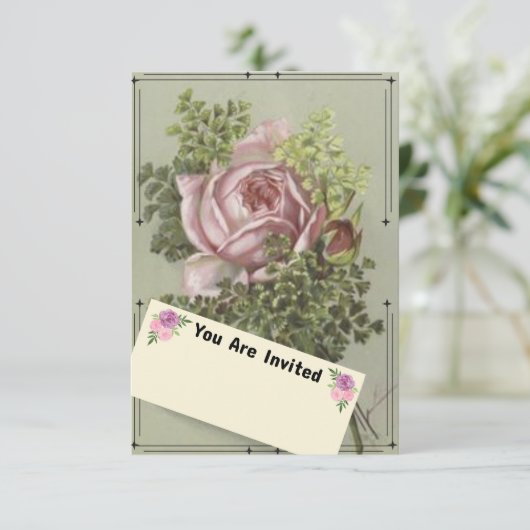 Roze Rose Kaart (Staand voorkant)