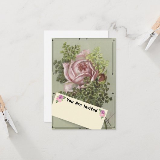 Roze Rose Kaart (Voorkant / Achterkant in situ)