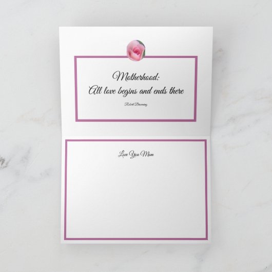 Roze Rose Kaleidoscope Moederdag Holiday Kaart (Binnen)