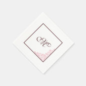 Roze Rose Kantpatroon | Script Initiaal Monogram Servet (Hoek)