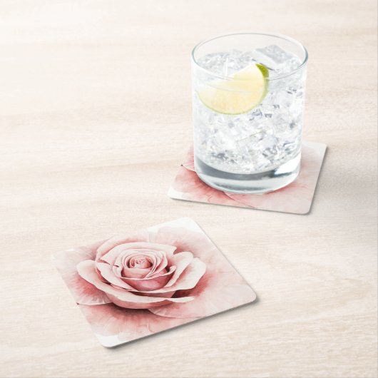 Roze Rose Kartonnen Onderzetters (Insitu)