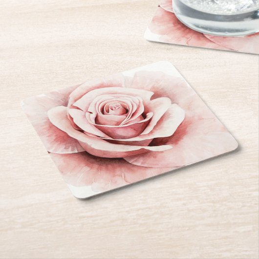 Roze Rose Kartonnen Onderzetters (Schuin)