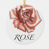 Roze Rose Keramisch Ornament (Voorkant)