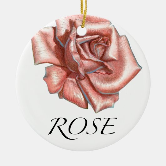 Roze Rose Keramisch Ornament (Voorkant)