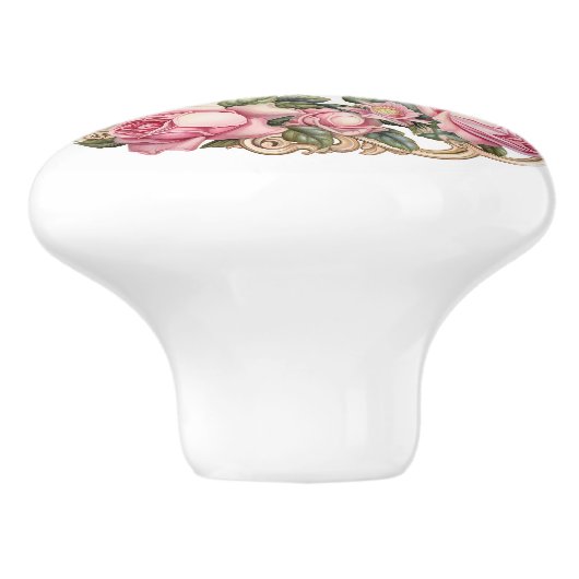 Roze Rose Keramische Knop (Zijkant)