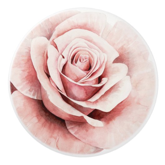 Roze Rose Keramische Knop (Voorkant)