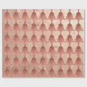 Roze Rose Koper Goud Blush Kerstboom Cadeaupapier (Vlak)