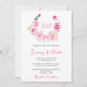Roze Rose Krans Coquette Bow Wedding Kaart (Voorkant)