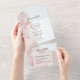 Roze Rose kwarartz Wedding All In One Uitnodiging