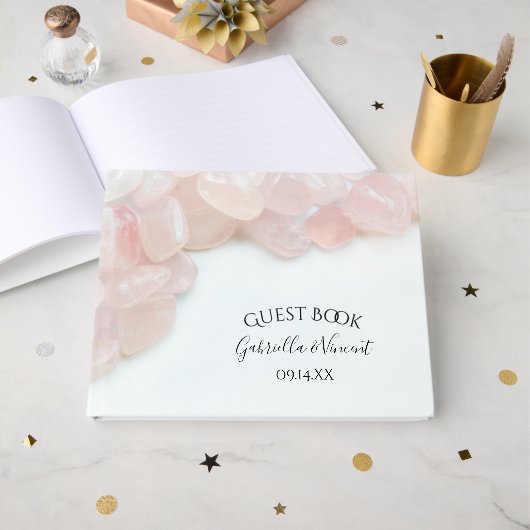 Roze Rose kwarartz Wedding Gastenboek (Voorkant open)