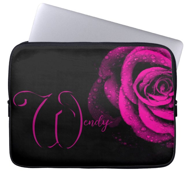 Roze Rose Laptop Sleeve (Voorkant)