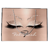 Roze Rose Lash Blush Makeup Glitter Name Monogram Groot Cadeauzakje (Achterkant)