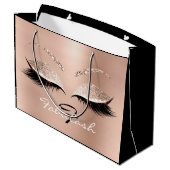 Roze Rose Lash Blush Makeup Glitter Name Monogram Groot Cadeauzakje (Achterkant Gekanteld)