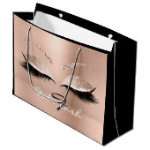 Roze Rose Lash Blush Makeup Glitter Name Monogram Groot Cadeauzakje (Voorkant Gekanteld)