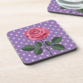 Roze Rose Lavendel Polka Dot Onderzetter Set (Linkerzijde)