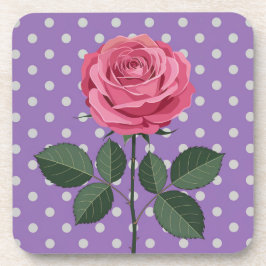 Roze Rose Lavendel Polka Dot Onderzetter Set