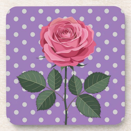 Roze Rose Lavendel Polka Dot Onderzetter Set (Voorkant)