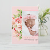 Roze Rose Lavender | Modern Elegant Floral Birth Aankondiging (Staand voorkant)