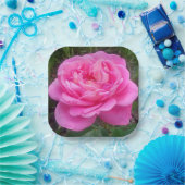 Roze Rose "Leonardo Da Vinci" Papieren Bordje (Feest)