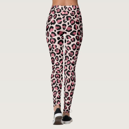 Roze Rose Leopard Leggings Gym (Achterkant)