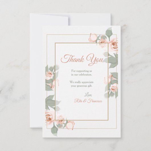 Roze Rose Lijst - Hartelijk dank Kaart (Voorkant)