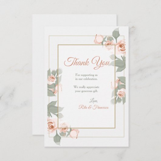 Roze Rose Lijst - Hartelijk dank Kaart (Voorkant / Achterkant)