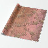 Roze Rose Lila Grungy Old Gold Wreatinineketels Cadeaupapier (Uitgerold)