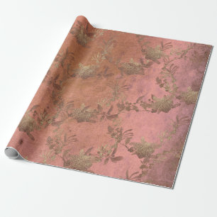 Roze Rose Lila Grungy Old Gold Wreatinineketels Cadeaupapier