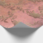 Roze Rose Lila Grungy Old Gold Wreatinineketels Cadeaupapier (Hoek)