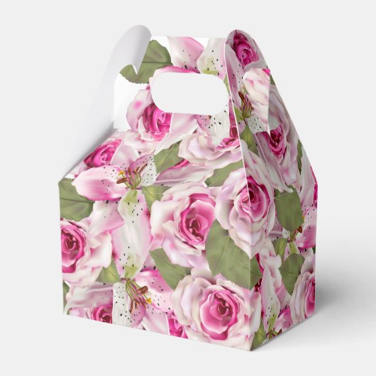 Roze Rose Lily Pearl Wedding Bedankdoosjes (Achterkant)