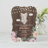 Roze Rose lingerie douche-uitnodiging bijtend hout Kaart (Staand voorkant)