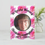 Roze Rose Loving Memory Foto met gedicht Memorial Kaart (Staand voorkant)