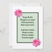 Roze Rose Loving Memory Foto met gedicht Memorial Kaart (Achterkant)